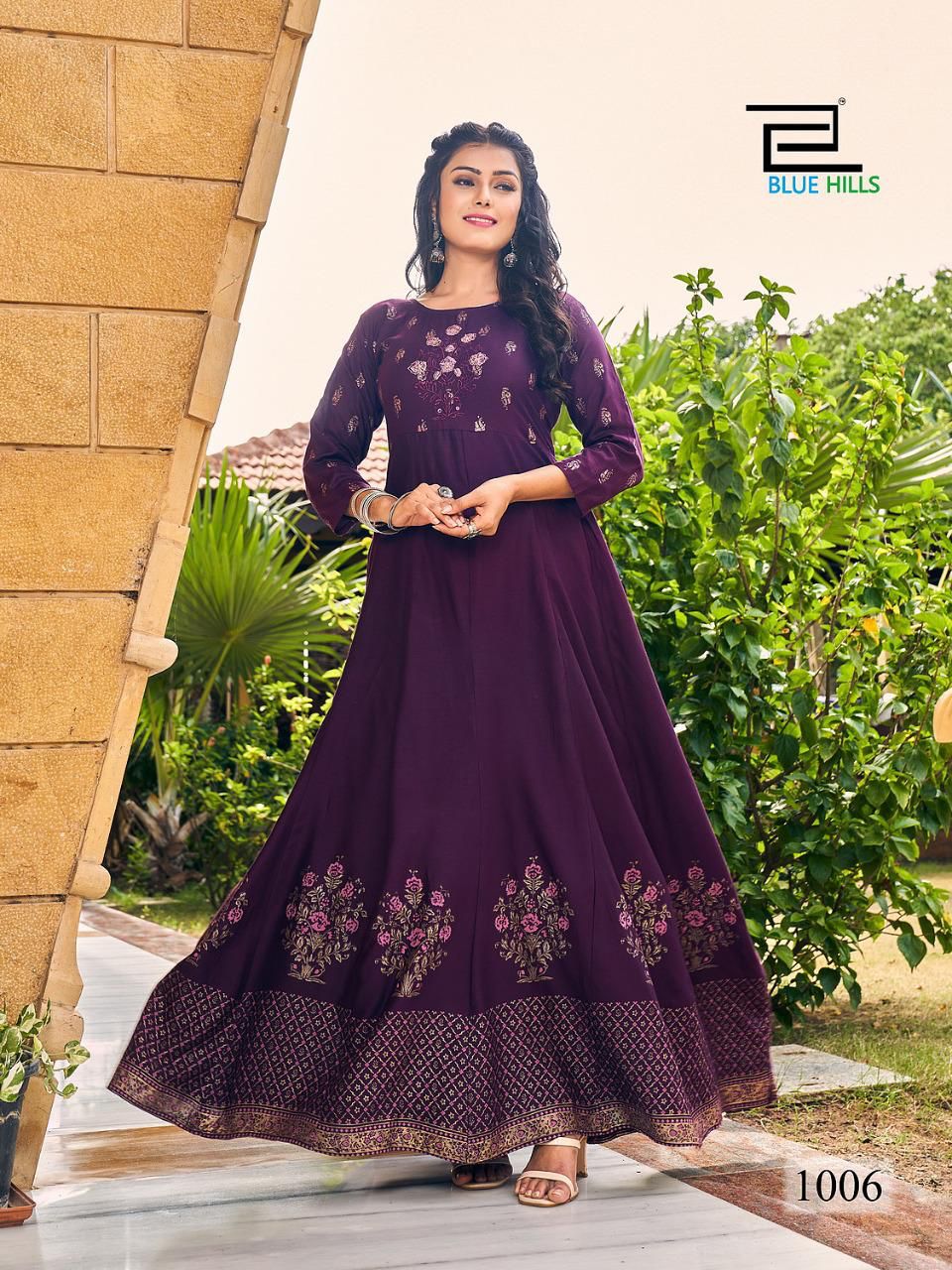 Blue Hills Enagage Designer New Stylish Heavy Festival Wear Long Anarkali Kurti Collection